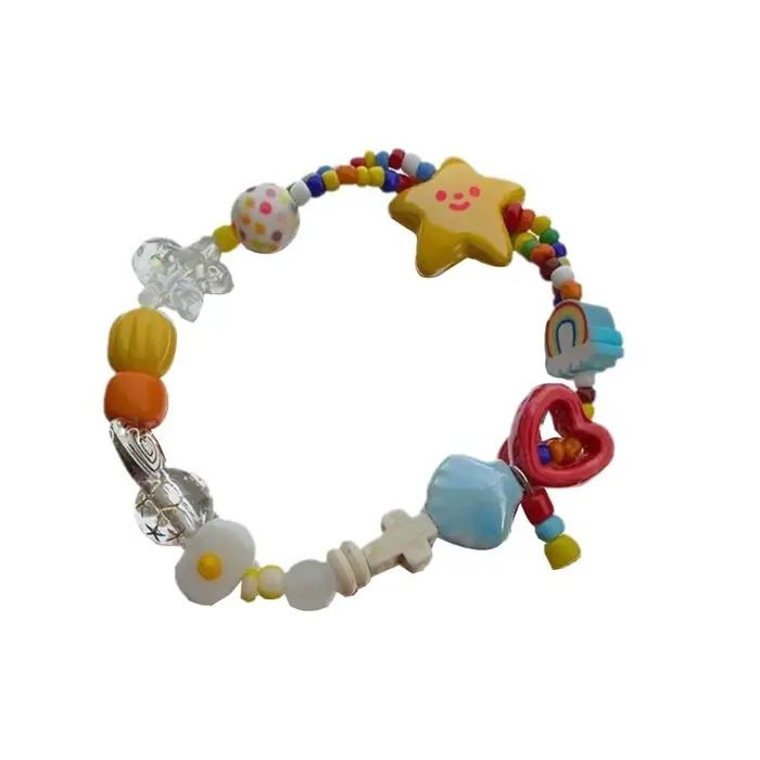 Bracelet de perles en corde élastique fait à la main