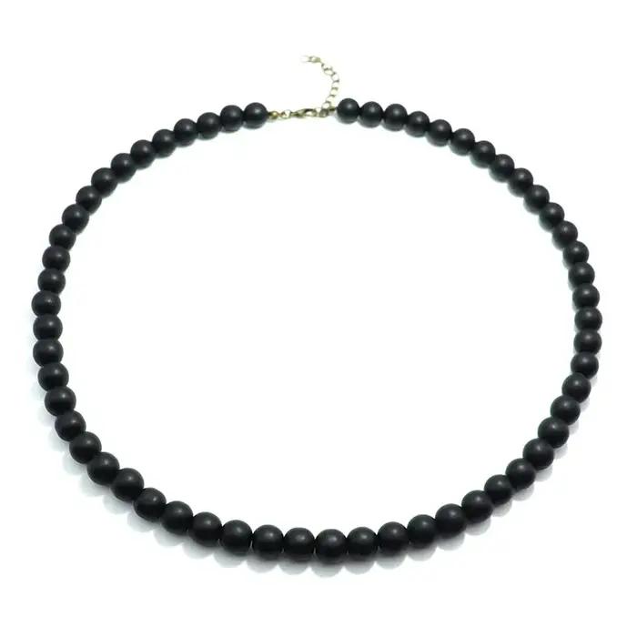 Collier minimaliste en œil de tigre pour hommes et femmes, grandes perles de 10mm, Long de 22 pouces, hip hop Rock, Onyx noir, obsidienne, perles