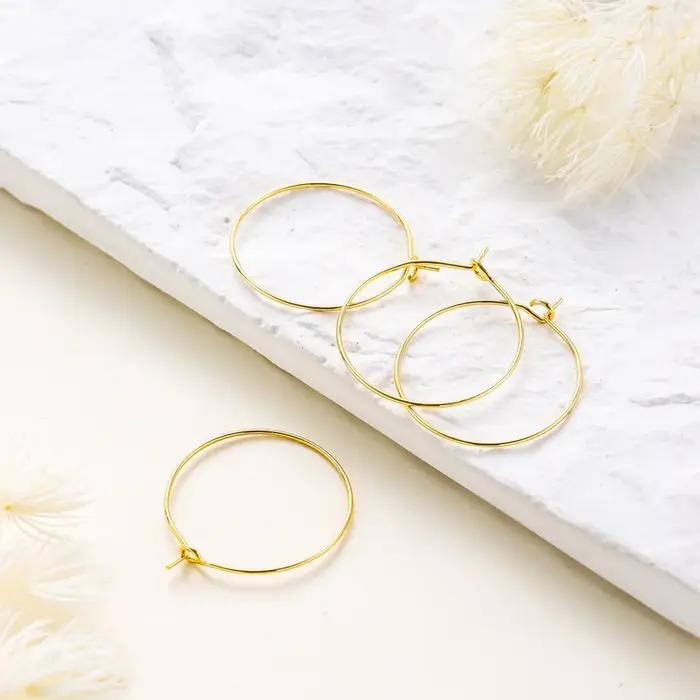 10 pièces/lot 15mm 20mm 25mm 14K 18K or gros fil de boucle d'oreille cerceaux cercle