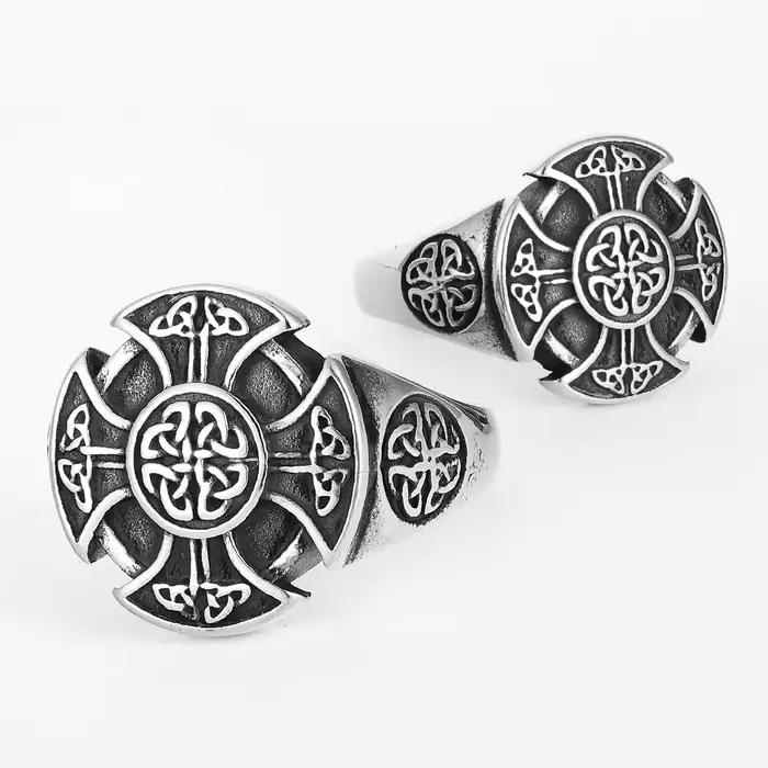 Bague en acier inoxydable 316L avec motif croix et nœud celtique, bagues de mariage et alliances de style viking pour hommes et femmes, bijoux punk rock, accessoires de mode pour occasions spéciales
