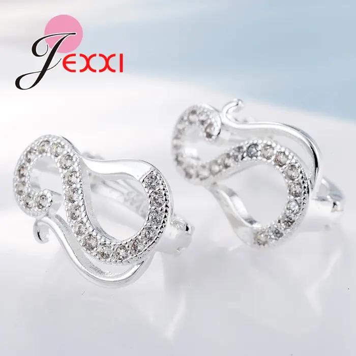 "S" Design 925 boucles d'oreilles rondes en argent Sterling femmes bijoux de fête à la mode brillant
