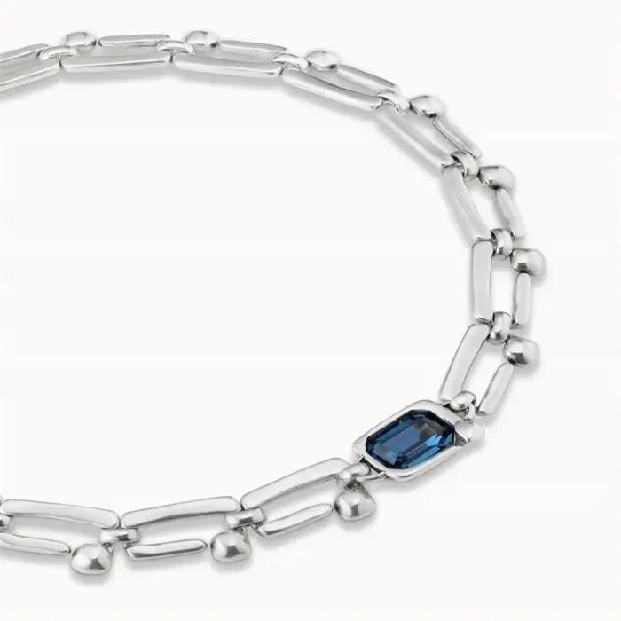 Collier classique et magnifique en forme d'ongle en cristal bleu