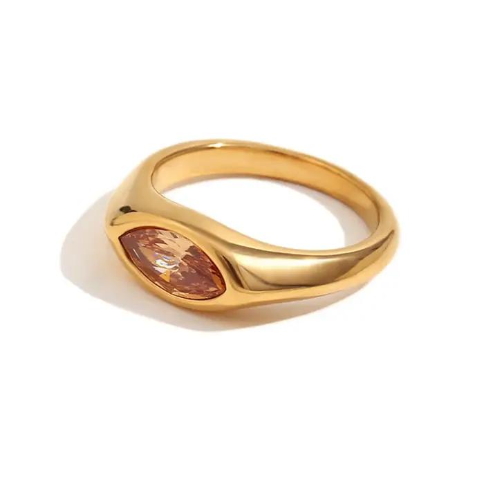 E.B.belle – bague scellée en Zircon œil de cheval, colorée, hypoallergénique, décoration en acier in