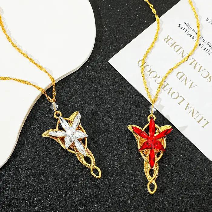 Arwen Evenstar-Collier avec pendentif en cristal doré pour femme et fille