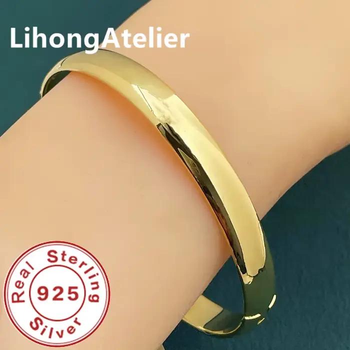 Bracelet en argent Sterling 925 pour femmes, Simple, lisse, à la mode, bijoux pour femmes, cadeau de fiançailles