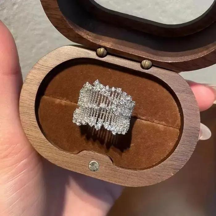 Bague en dentelle de luxe à strass étincelants pour femmes occasion spéciale cadeau Saint-Valentin alliance mariage