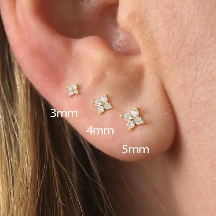 Boucles d'oreilles en argent sterling 925 serties de zirconium blanc pour femmes, style classique, bijoux minimalistes, accessoires de soins pour trous d'oreille occasions spéciales