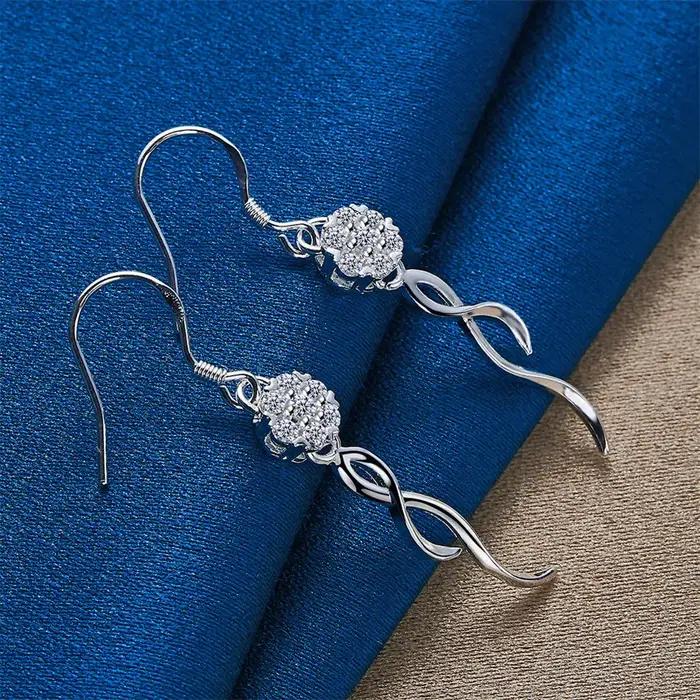 1 paire de boucles d'oreilles pendantes carrées en argent sterling 925