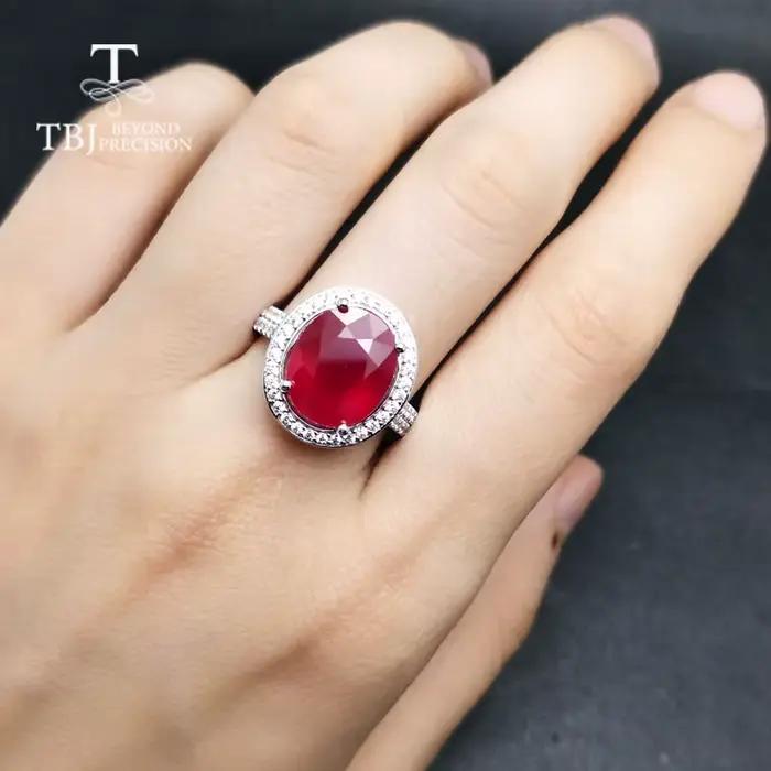 Bague en argent sterling 925 avec rubis naturel ovale pour femme occasions spéciales cadeau de mariage et Saint Valentin