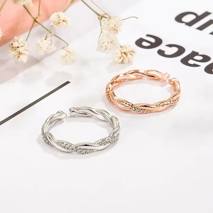 Bague torsadée en argent regardé 925 pour femme