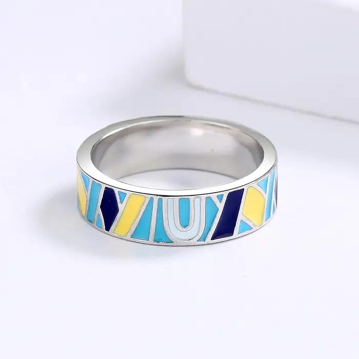 Bague Classique Simple en Émail pour Femme