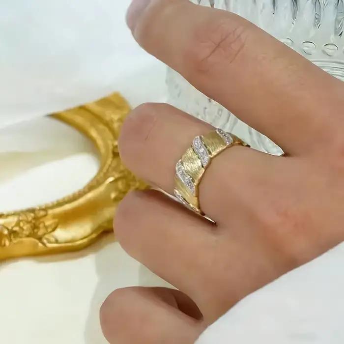 Huitan – bague bicolore au design torsadé pour femmes