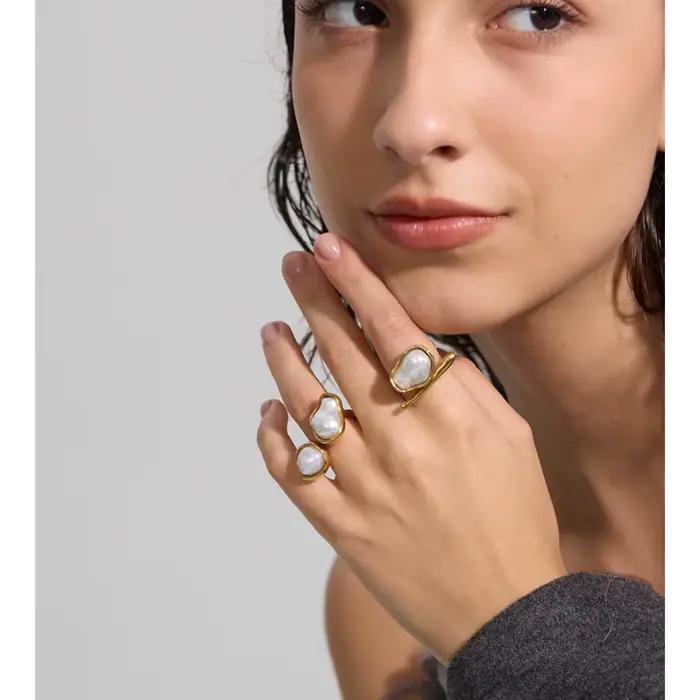Yhpup 2025 – bague Vintage en perles d'imitation baroques pour femmes, plaqué or 18 carats, mode distinctive, bijoux de charme attrayants