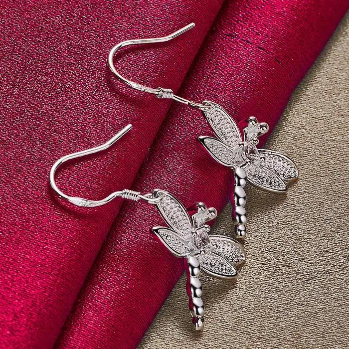 Boucles d'oreilles libellule exquises en argent Sterling 925 de luxe, longues boucles d'oreilles pen