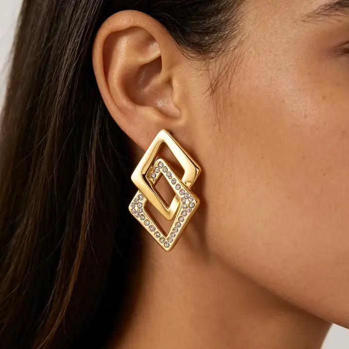 Boucles d'oreilles géométriques en Zircon pour femmes