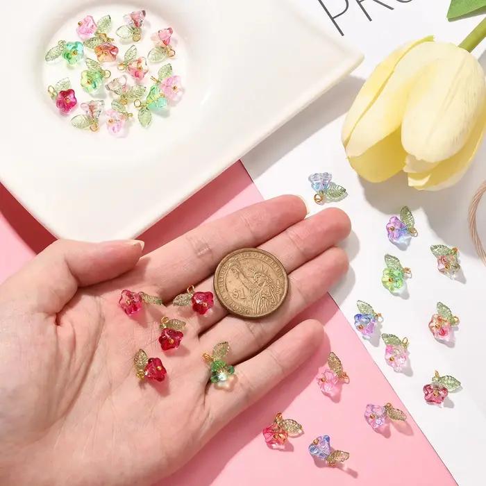 30 pièces 6 couleurs pendentifs perles fleur avec résultats dorés breloques pour femmes collier Bracelet boucles d'oreilles fabrication de bijoux à bricoler soi-même