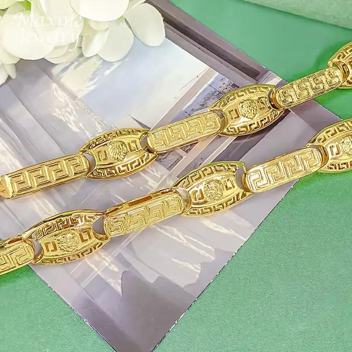 Collier long doré à maillons, plaqué or, style hip-hop, ensemble de bijoux pour homme, bijoux de fiançailles, cadeaux de luxe pour fêtes