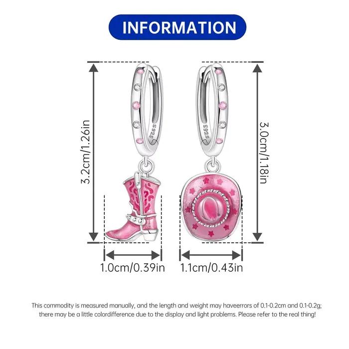 PANPOKI – boucles d'oreilles en argent Sterling 925, denim rose, personnalisées, pour femmes, bijoux originaux, à la mode, pour fête, cadeaux fins