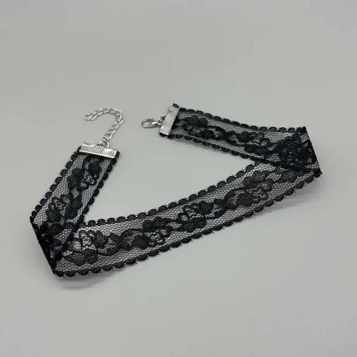 Punk Sexy dentelle fleur collier pour femmes filles Vintage noir blanc