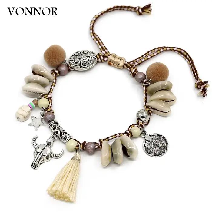 Bracelets de cheville coquillage bohèmes pour femmes ajustables motifs animaux de compagnie plage occasions spéciales