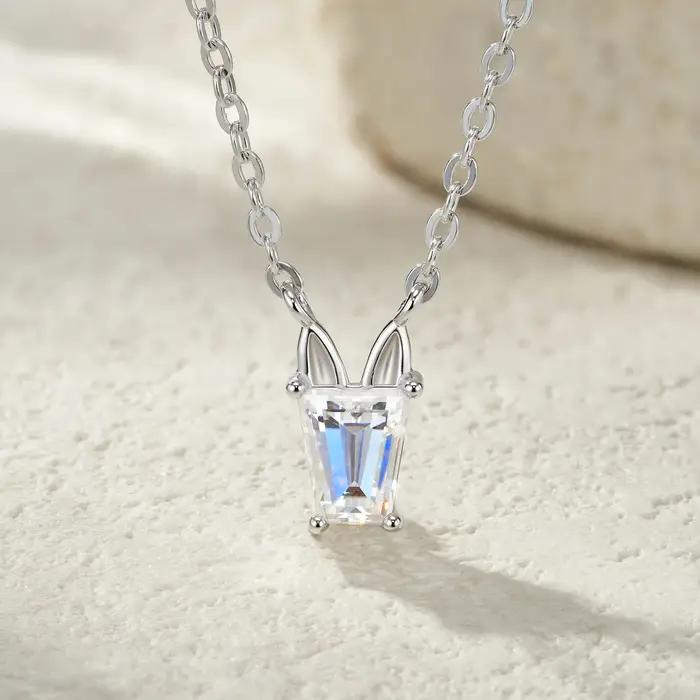 Collier en argent sterling S925 avec moissanite pour femme