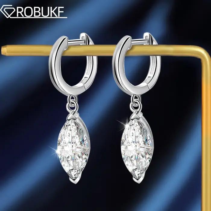 Boucles d'oreilles pendantes en moissanite coupe marquise pour femme