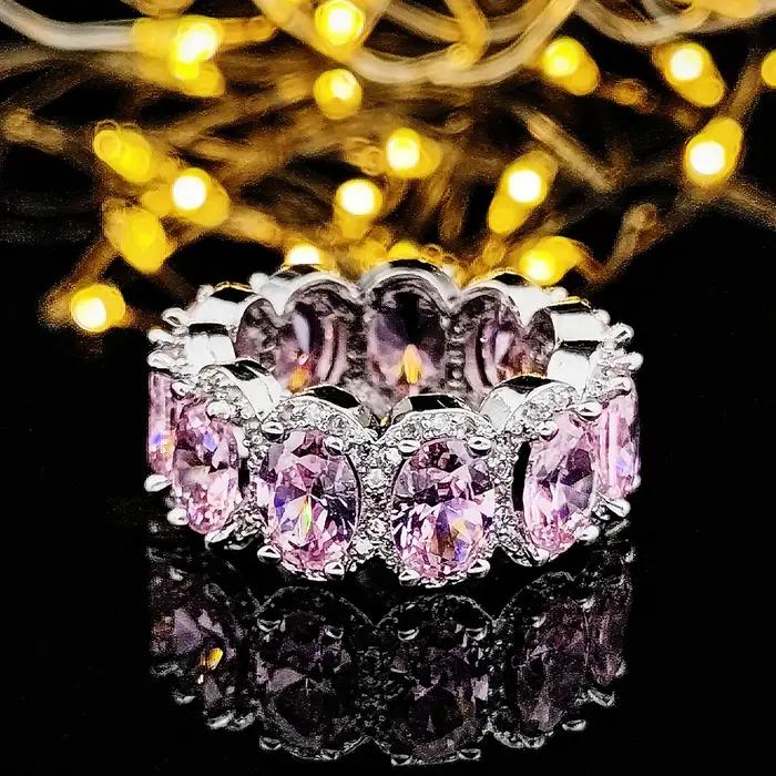 Ensemble de bagues de mariage ovales en argent sterling bracelet de fiançailles bijoux d'éternité pour femmes occasions spéciales