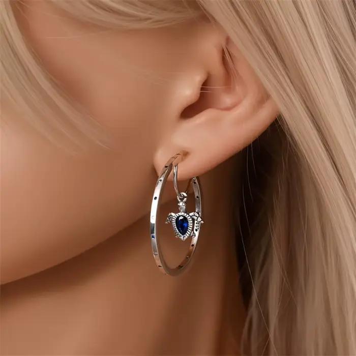 Nouvelles boucles d'oreilles en argent sterling 925 en forme de tortue de mer pour femme, brillantes, pour mariage, fiançailles, bijoux cadeau