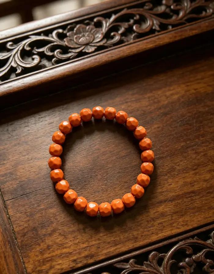 Bracelet en perles de Bodhi facettées orange élégant pour femmes occasions spéciales et quotidiennes