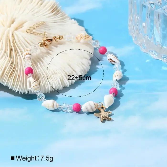Bracelets de cheville bohémiens avec étoiles de mer et conques pour femmes occasions spéciales plage été jours festifs