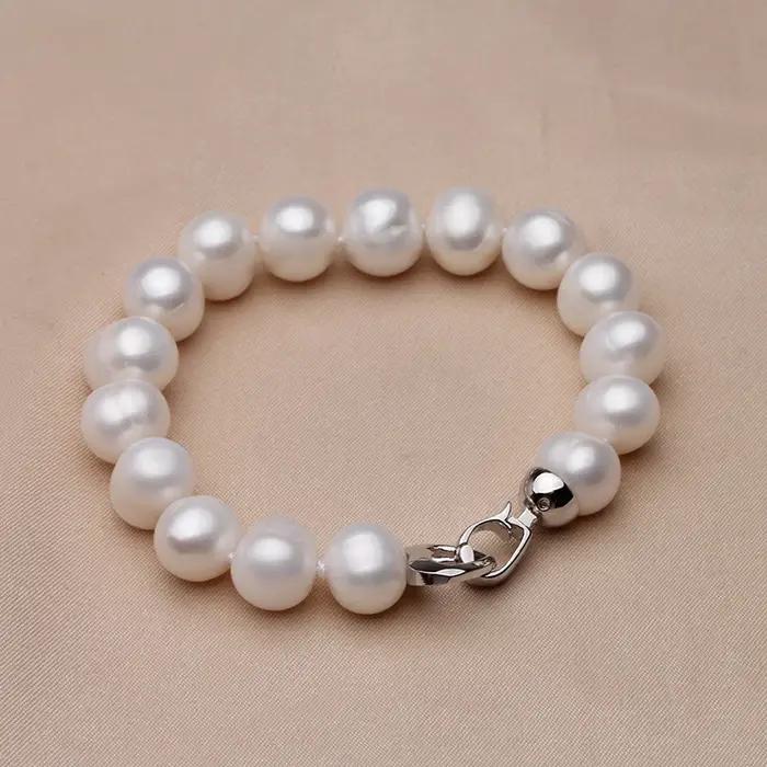 Bracelet de perles presque rondes 100% naturelles pour femmes