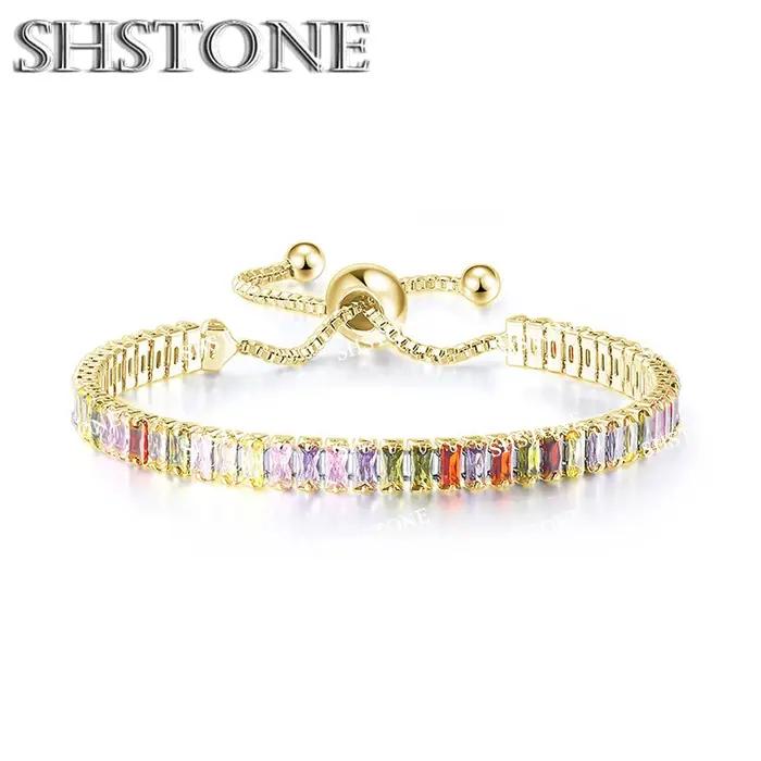 Bracelet en argent Sterling 925 noble avec zirconium blanc et pierres précieuses pour femmes occasions spéciales engagement mariage fête