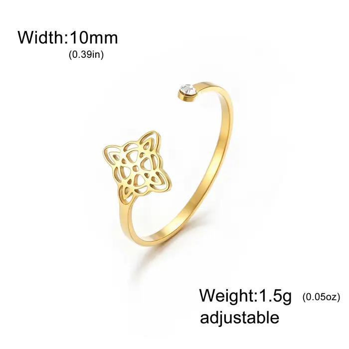 Sipuris – anneaux ouverts en forme de nœud de sorcière avec zircon pour femmes, en acier inoxydable, anneau amulette en forme de nœud celtique, bijoux à la mode, cadeaux