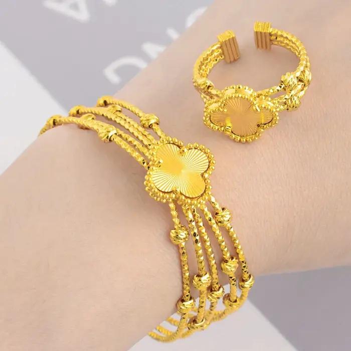Bracelets réglables en forme de trèfle pour femmes