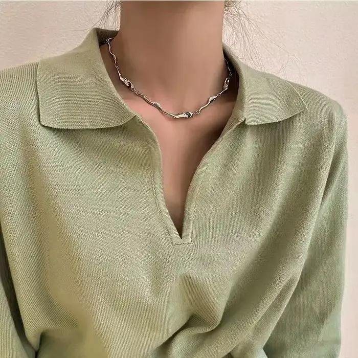 Collier chaîne en Zircon irrégulier Kpop coréen pour femmes
