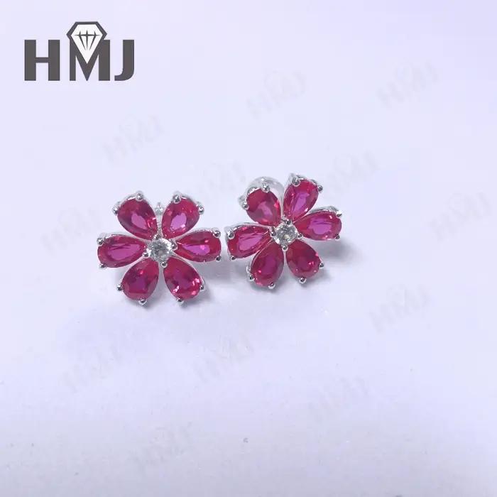 Boucles d'oreilles en pierres précieuses taille poire, rubis/saphir/Padparacha, bijoux éblouissants VVS1 pour femmes, cadeau de vacances pour noël, pâques