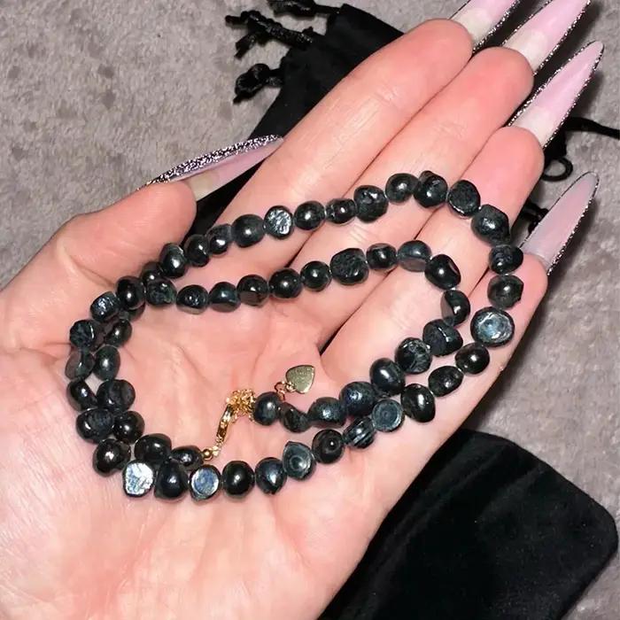 Collier ras du cou en perles d'eau douce baroques naturelles pour femmes et filles