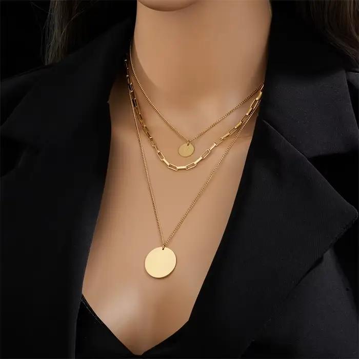 Pendentif rond en acier inoxydable couleur or pour femmes mode tracker d'humeur occasion spéciale colliers DIEYURO