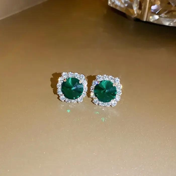 FYUAN luxe collier boucles d'oreilles ensembles vert cristal