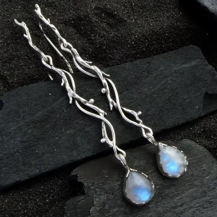 Boucles d'oreilles Vintage couleur argentée en forme de feuille de lierre pour femmes