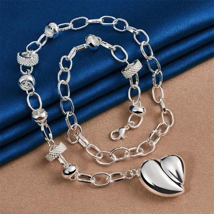 Collier Cœur Élégant et Brillant en Argent Sterling 925 pour Femme – Accessoire de Mode pour Fête et Fiançailles