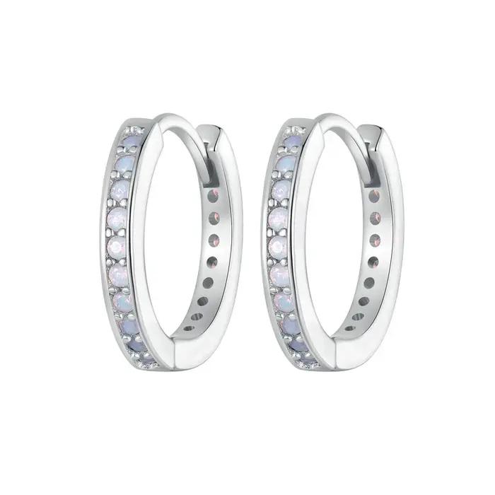 Bamoer-Boucles d'oreilles rondes classiques en argent regardé 925 pour femmes et filles
