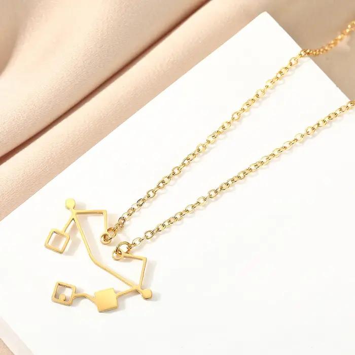 Kinitial-Collier Coeur d'Etheria en Acier Inoxydable