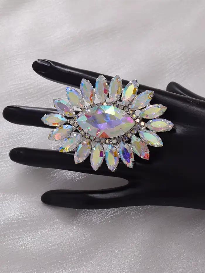Grande Bague Ovale Ajustable de 5.2x7.3cm pour Femme, Bijoux de Spectacle de Mode, de Mariage, en Cl