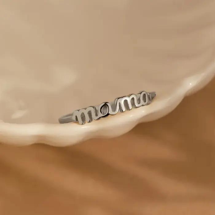 Bague Huitan "Mama" Style Mode Or/Argent pour Femme Occasions Spéciales Mariage Cérémonies Fête des Mères