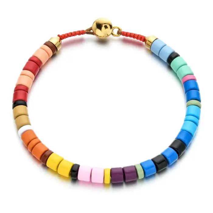 Bracelets arc-en-ciel de printemps Boho pour femmes, émail coloré, bracelet perlé, chaîne élastique,