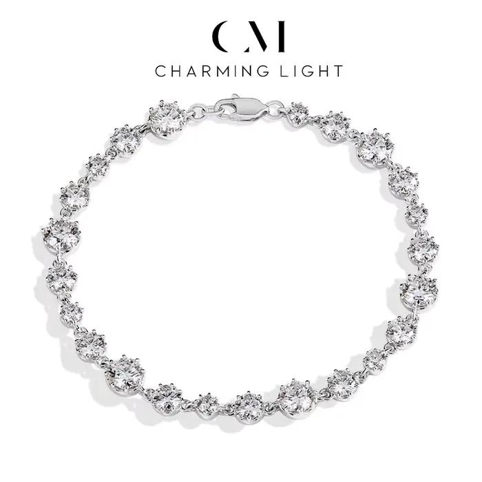 Charmant Original Moissanite Tennis Bracelet laboratoire diamant D couleur S925 argent unisexe avec
