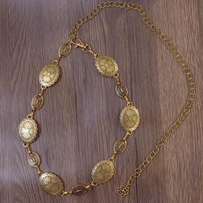Ceinture en chaîne creuse de style boho argent doré réglable incrustation métal vintage pour femmes bijoux de corps occasions spéciales