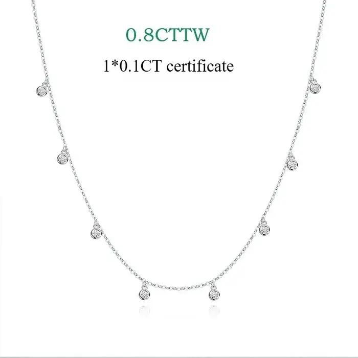 Smyoue certifié bulle 8 pierre 100% véritable Moissanite collier pendentif classique femmes cou chaî