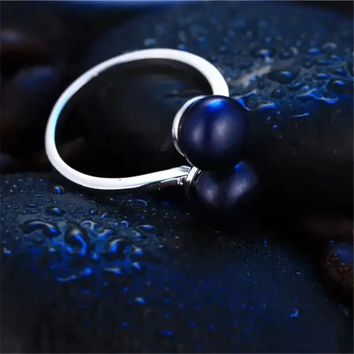 Bague en argent regardé 925 avec perle naturelle véritable pour femme